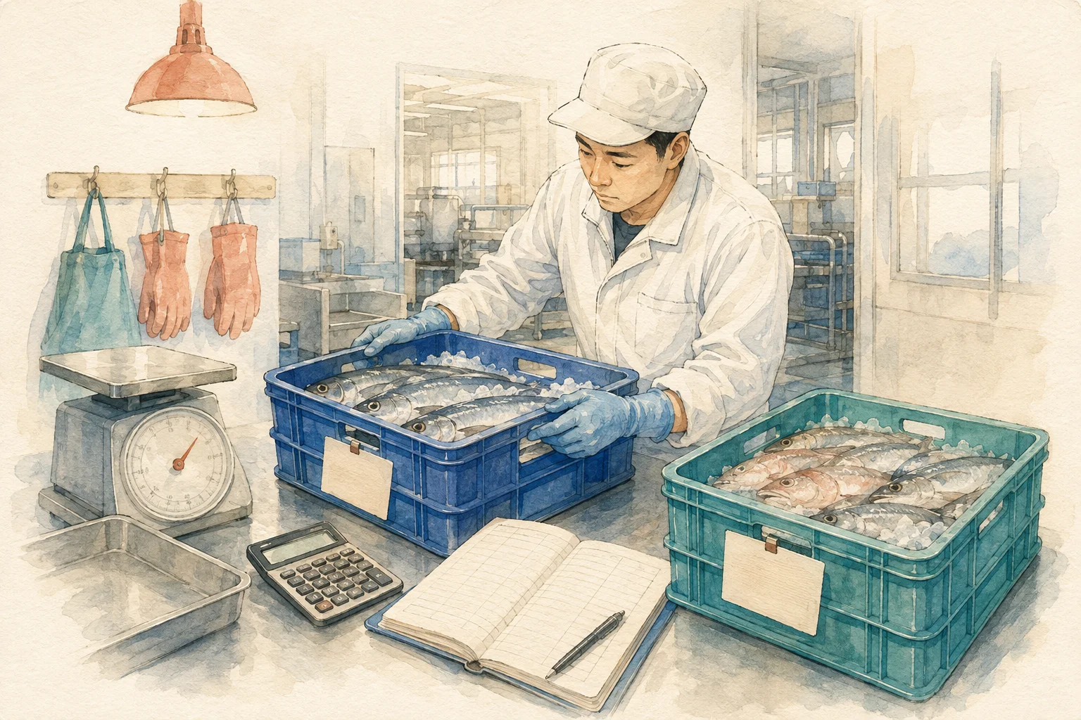食品工場の原料単価管理を表す概念イラスト